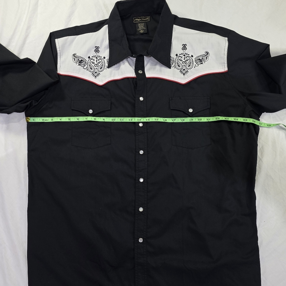 High Noon Western Long Sleeve Button Up Shirt Embroidered Yoke Pearl Snaps. 2XL - Picture 7 of 9